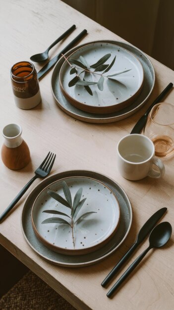 Zestaw talerzy i sztućców